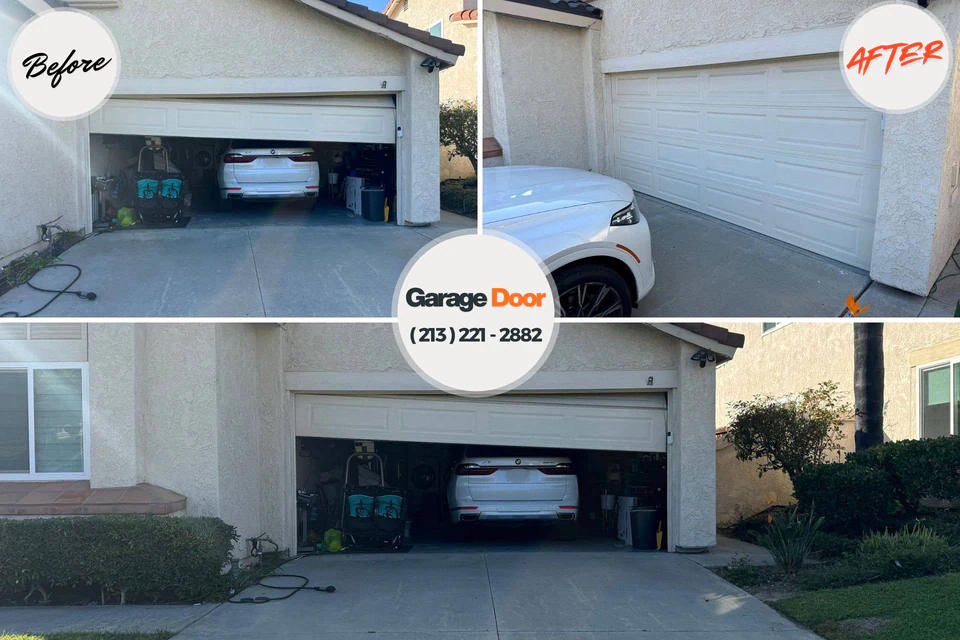 Before and after: garage door repair Amity, OR
